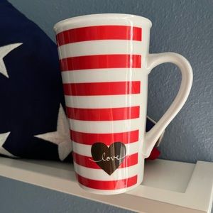 STARBUCKS Red White Striped Coffee Mug cup